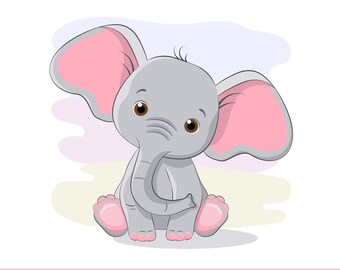 ELEPHANT BABY SHOWER clipart, Nursery decor, Elephant wall art, Baby animal art, Nursery prints, Instant download.