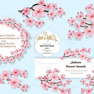 Sakura Clipart PNG • Descarga digital de flor de cerezo • Arte de decoración floral para bodas