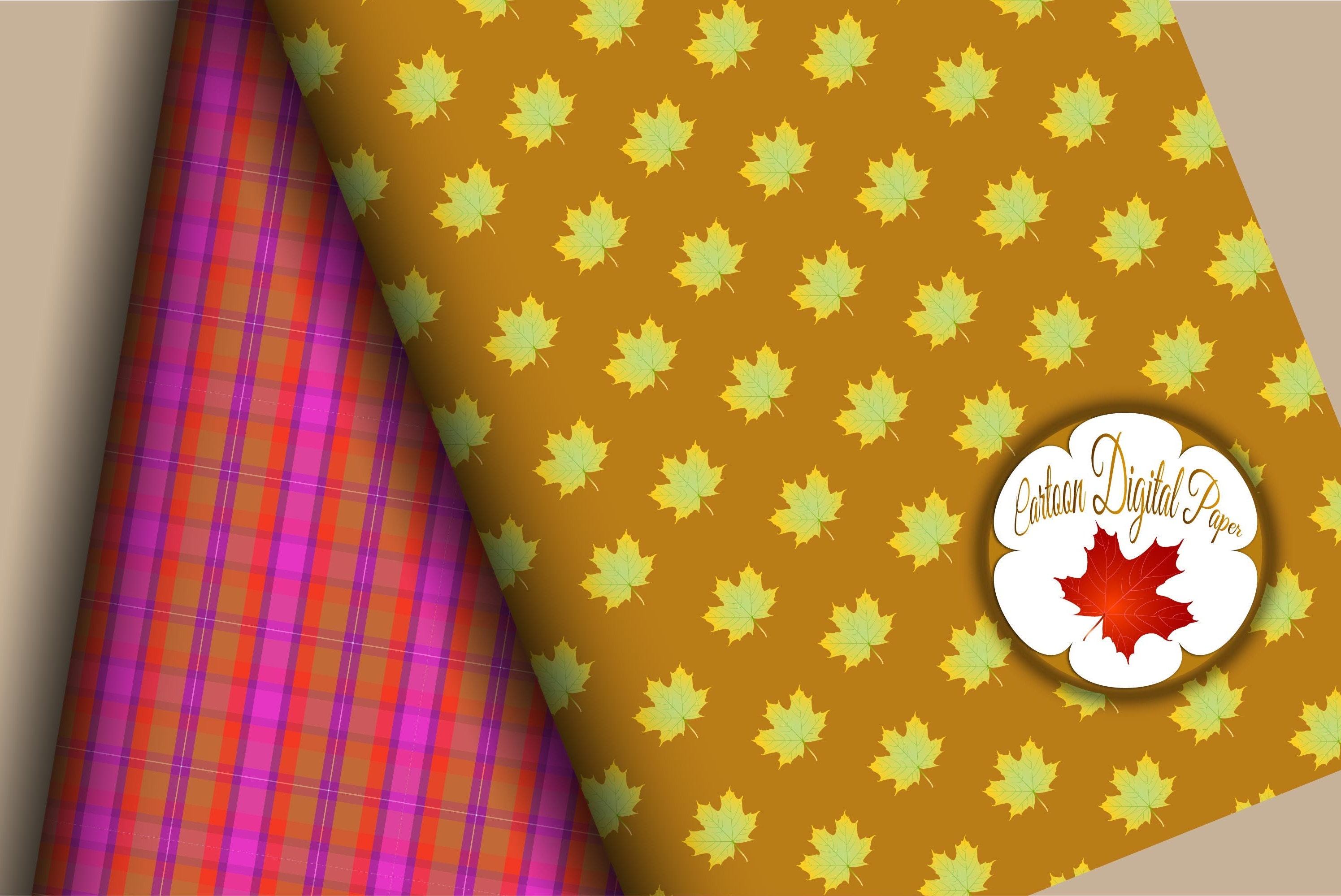 Sweet Fall Maples Digital Paper Pack, Thanksgiving, Autumn, Fall ...