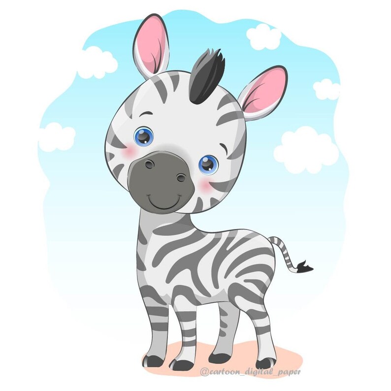 Cute Baby Zebra SVG Clip Art. Zebra PNG Digital Clipart. African PNG ...