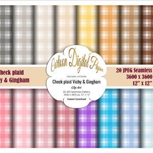 Gingham check seamless papers, Plaid Buffalo pattern, Vishy clipart, straight gingham, digital background, Instant download
