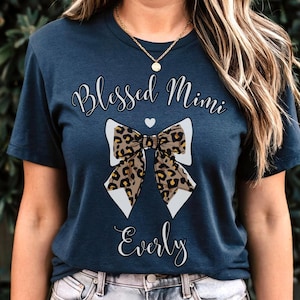 Mimi T-shirt met cheetah-print, luipaardshirt grootmoeder, T-shirt Coquette Bow, Animal Print oma-top, cadeau familiereünie, korte mouw Unisex
