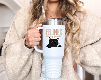 Geïsoleerde reismok grappige kat, 40oz - Cute Kitty koffiekopje, nieuwigheid theebeker, cadeau grote dierenliefhebber, unieke kattendame aanwezig, kitten