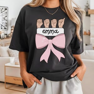 Custom Name Coquette Sign Language T-Shirt for Interpreter Unisex Tee,  Trendy ASL Shirt, Deaf Education Gift Sign Language Teacher Present