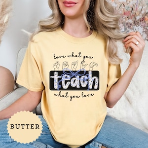 Camiseta de profesor de lenguaje de señas, coqueta, única, primer día de clases, camiseta moderna para amantes del ASL, educación para sordos, regreso a clases, camiseta inclusiva
