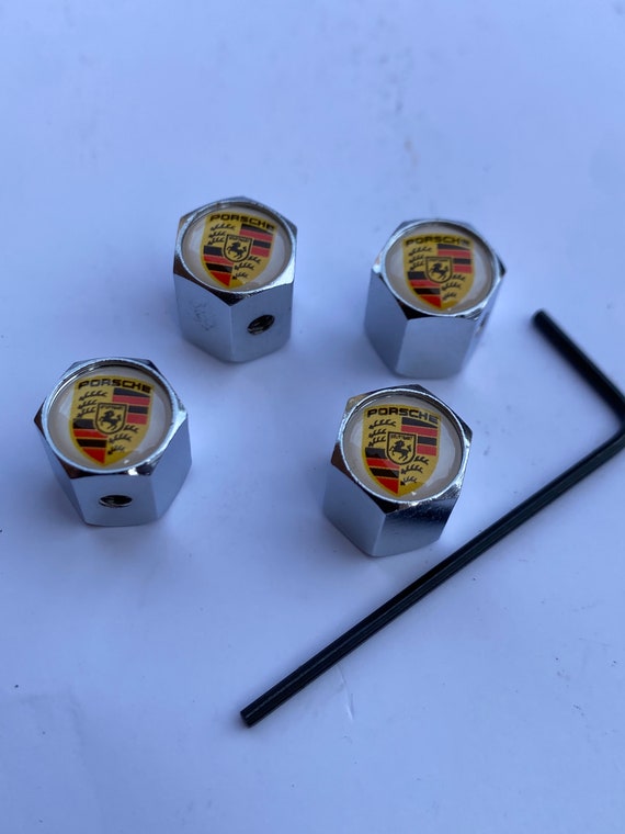 Porsche Dust Caps X 4 Anti Theft Locking Tyre Valve Air Dust Etsy UK