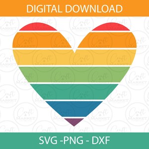 Digital Rainbow Heart File, SVG,