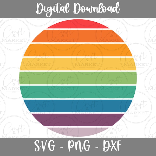 Rainbow Muted Circle Digital clipart SVG DXF PNG for back to school crafts, scrapbooking, sublimation on tshirts, cricut cameo