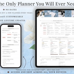 Academic Notion Planner for Students, Aesthetic All-in-One University, College Dashboard for ADHD Productivity,  Ultimate School Template, All-In-One Academic Dashboard, Classes Overview, Color-Coded, Academic Calendar (Weekly + Monthly), Assignments & Exams Tracker, Notes System for Vocabulary and Essays, Study Materials Hub for Lectures, Grades & GPA Smart Dashboard, Goals Page, Habit Tracker, Shopping List, Important Links Hub, Light & Dark Mode Compatible, Automatic Sync Across Devices