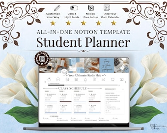 Notion Student Planner Template | Assignment Tracker & Study Planner | College / University Student Dashboard | Academic Productivity System