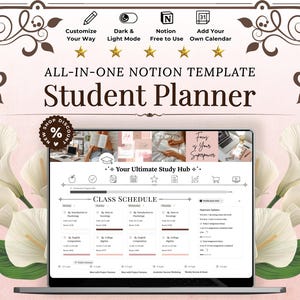 Notion Student Planner | Academic Planner Notion Template | College Planner | Notion Academic Planner | University Student Dashboard