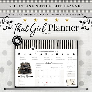 All in One Notion Life Planner Template, Productivity Dashboard, Second Brain System, Digital Planner, Goal + Habit Tracker, Daily Routine