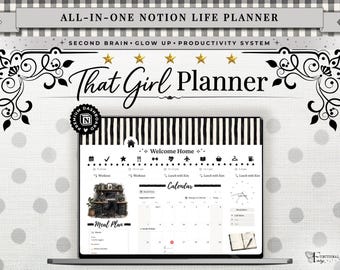 All in One Notion Life Planner Template, Productivity Dashboard, Second Brain System, Digital Planner, Goal + Habit Tracker, Daily Routine
