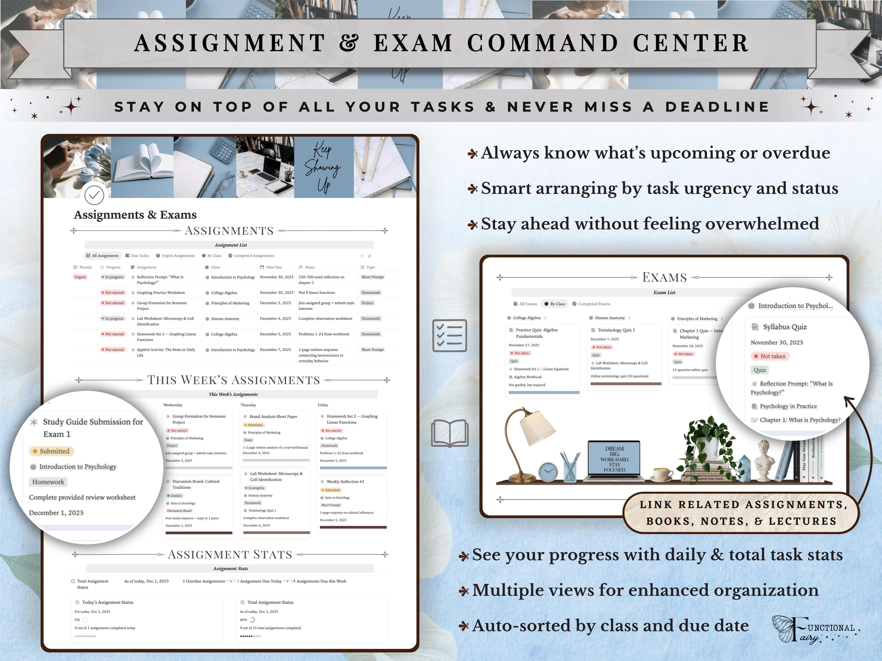 Notion Student Planner Template | Assignment Tracker & Study Planner ...