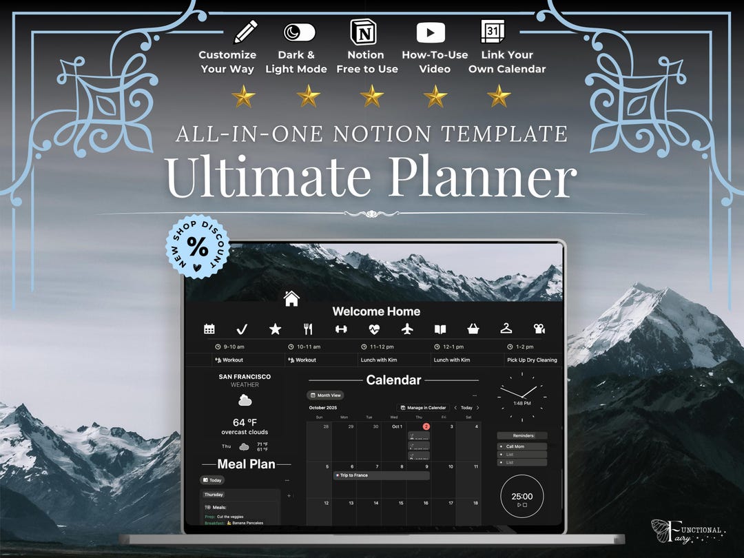Ultimate All in One Notion Planner Template | Digital Life Dashboard ...