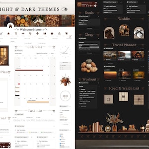 Cozy Autumn Notion Planner Template | Fall Aesthetic Life Dashboard | All in One Digital Organizer for Goals, Habit and Self Care Tracking