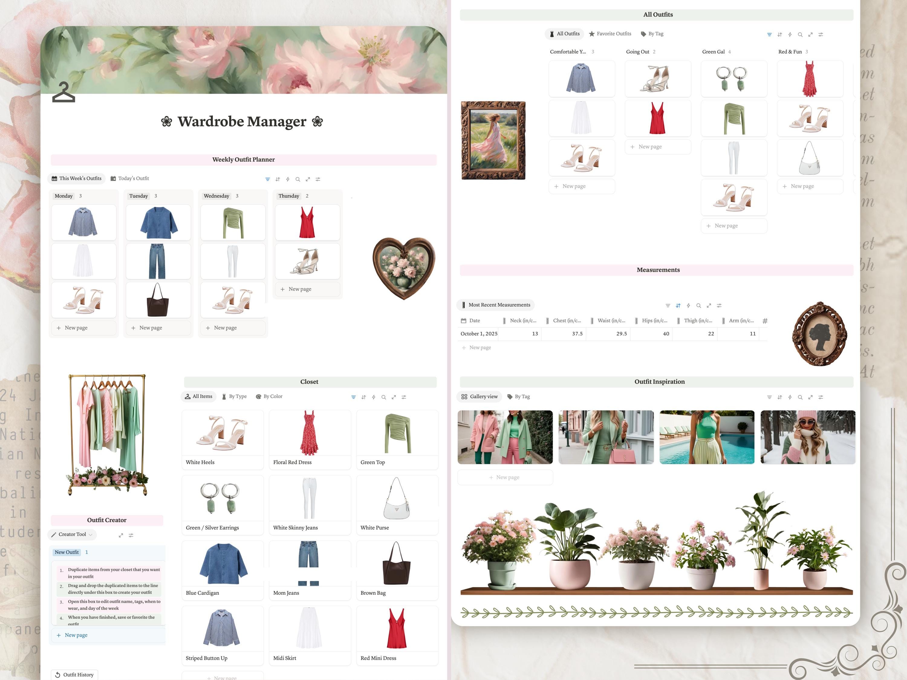 Notion Outfit Planner and Wardrobe Manager Template | Digital Closet ...