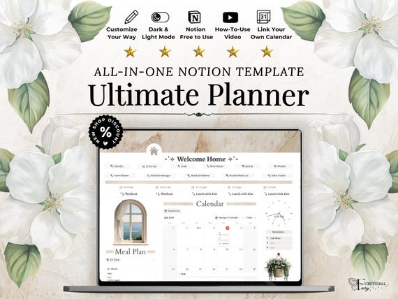 Notion Life Planner, Notion Planner Template, All in One Notion Template, Notion Habit Tracker Digital Life Planner, Goal & Wellness Planner