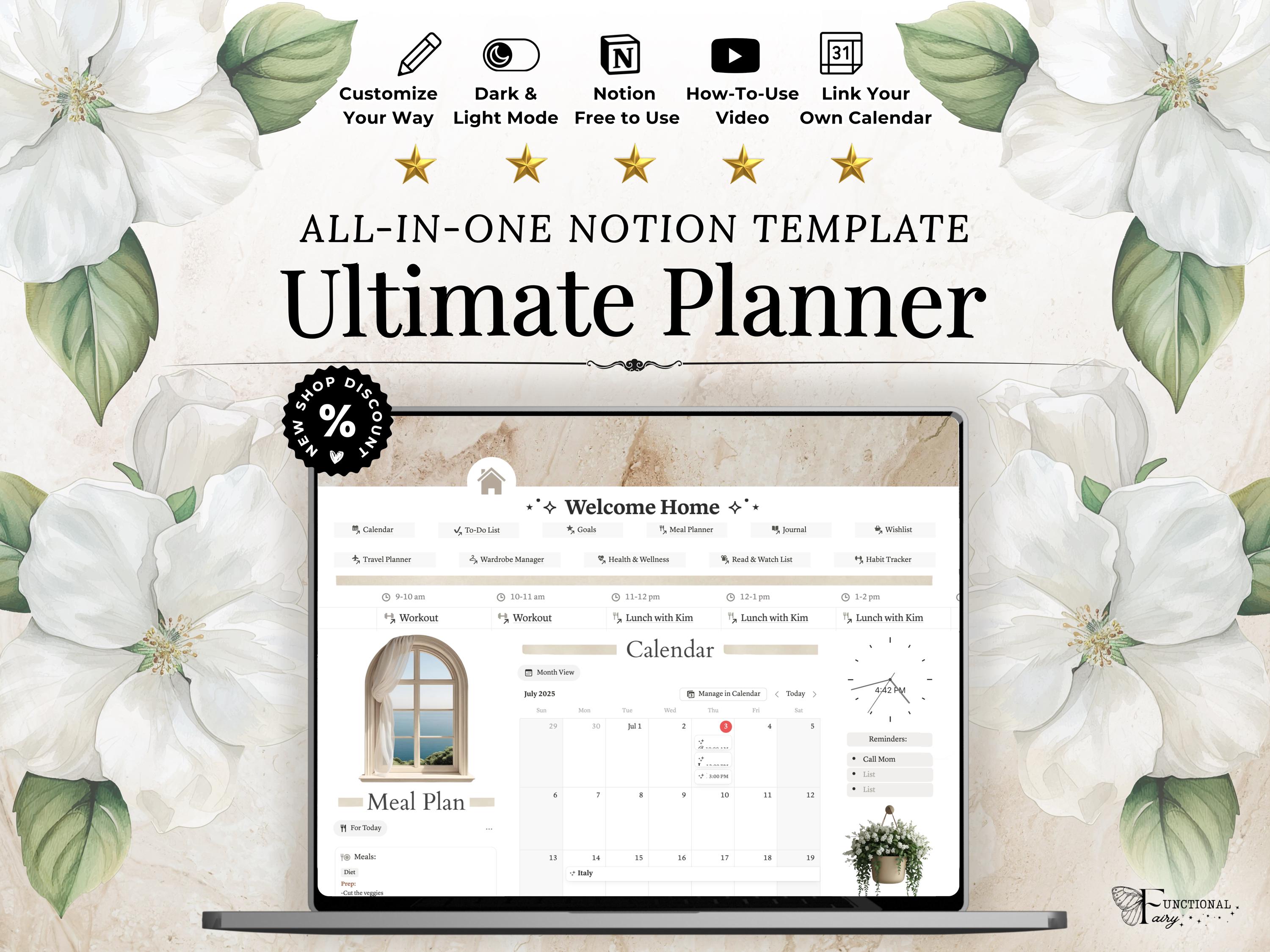 Clean Girl Aesthetic Notion Life Planner Template | Neutral All in One ...