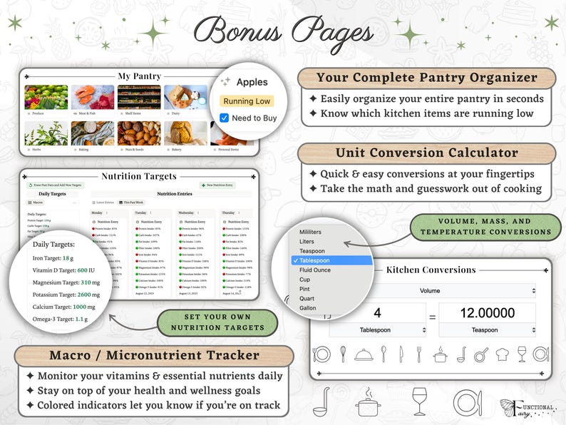 Effortless Meal Planner: Transform Your Week with This Notion Template— Digital Grocery List, Pantry Organizer, Nutrition & Recipe Dashboard