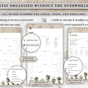 Notion calendar, daily planner, monthly planner and yearly planner inside an all in one Notion life planner template. Organize daily itineraries, to do lists, appointments, schedules, birthdays, holidays, special events, countdowns, goals and routines from one neutral aesthetic digital dashboard. This customizable Notion planner combines calendar planning, productivity, goal tracking, habit tracking and everyday organization in a complete digital life planner and personal planning system.