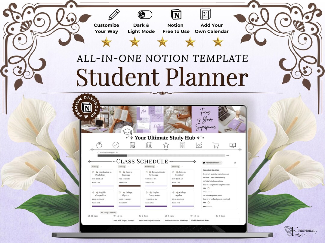 Notion Study Planner Template, Student Study Organizer, Assignment ...