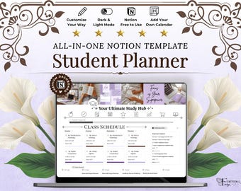 Notion Study Planner Template, Student Study Organizer, Assignment Tracker, Homework Planner, College Study Dashboard, School Productivity
