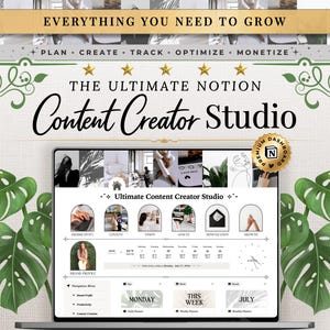 Notion Content Planner, Content Creator Planner, Social Media Planner, Content Calendar, Creator Dashboard, Analytics & Monetization System
