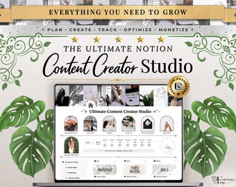 Notion Content Planner, Content Creator Planner, Social Media Planner, Content Calendar, Creator Dashboard, Analytics & Monetization System