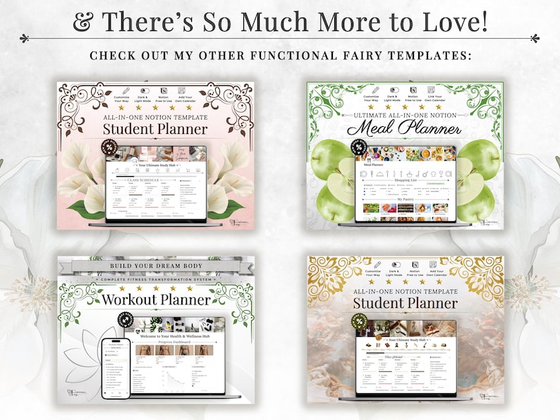 All in one Notion template and Notion life planner for goals, habits, meals, workouts, wellness, travel, journaling, wardrobe organization, entertainment, calendars, schedules and daily tasks. This neutral aesthetic Notion planner combines a goal tracker, Notion habit tracker, meal planner, workout tracker, travel planner and productivity planner in one customizable digital dashboard. A complete digital life planner designed to organize multiple areas of everyday life in one place.