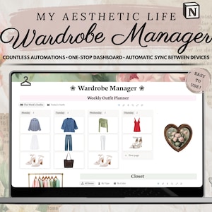 Notion Outfit Planner and Wardrobe Manager Template | Digital Closet Organizer | Capsule Wardrobe, Daily Outfit and Style Planner Dashboard