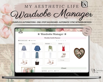 Notion Outfit Planner and Wardrobe Manager Template | Digital Closet Organizer | Capsule Wardrobe, Daily Outfit and Style Planner Dashboard