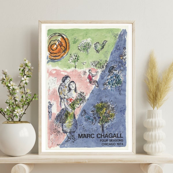 Marc Chagall Four Seasons Poster | Vintage Art Exhibition Print | Digital Download | Chagall Art Decor | Retro Wall Art | Instant Download