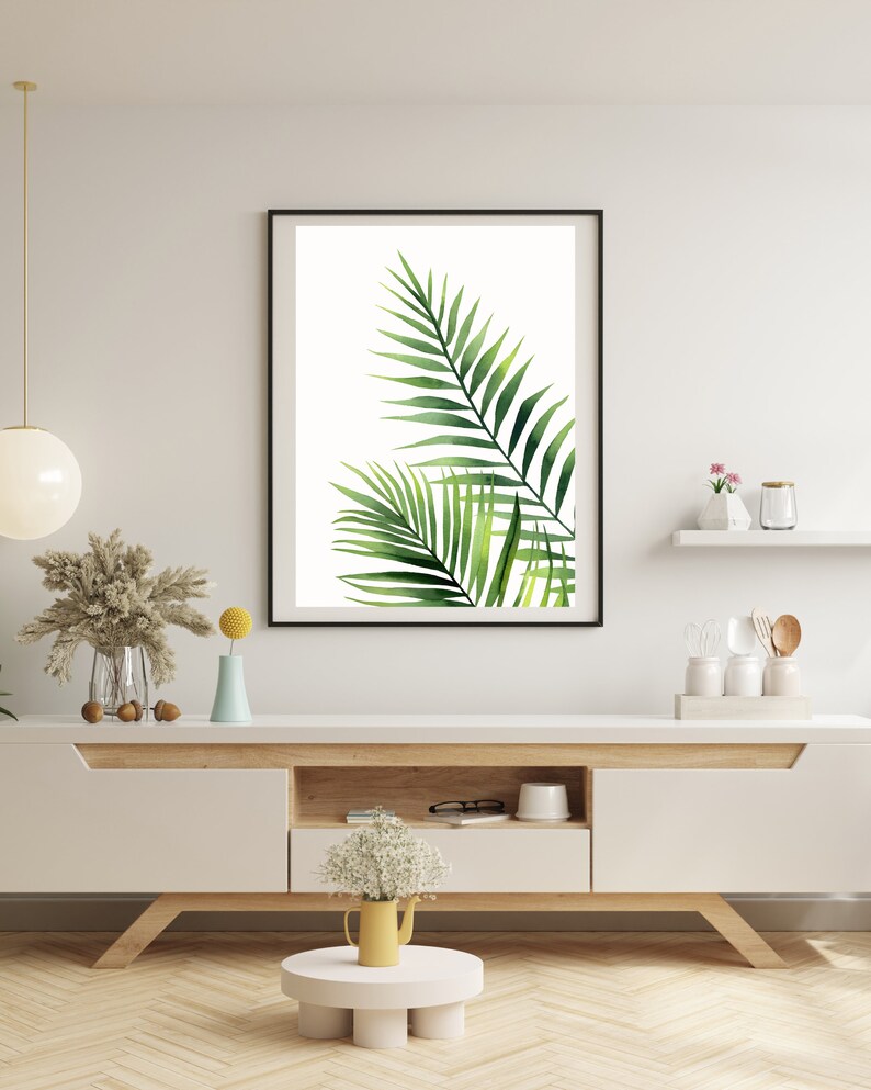 Palm Leaf Wall Art Palm Leaf Print Minimalist Palm Print Botanical