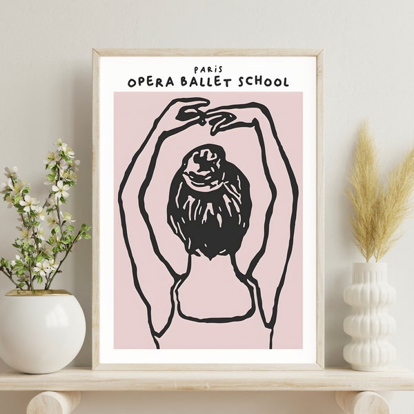 Paris Ballet School Poster | Pink Ballerina Wall Art | Ballet Gift Print | Dance Studio Wall Decor | Soft Pink Vibes | French Nursery Decor