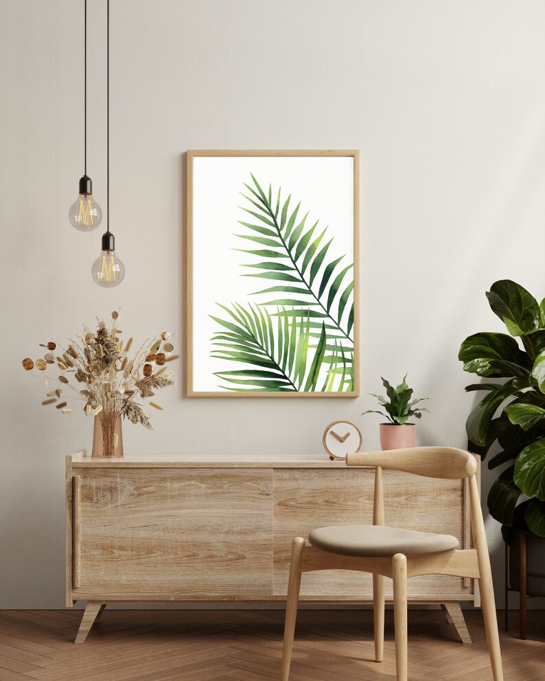 Palm Leaf Wall Art Palm Leaf Print Minimalist Palm Print Botanical