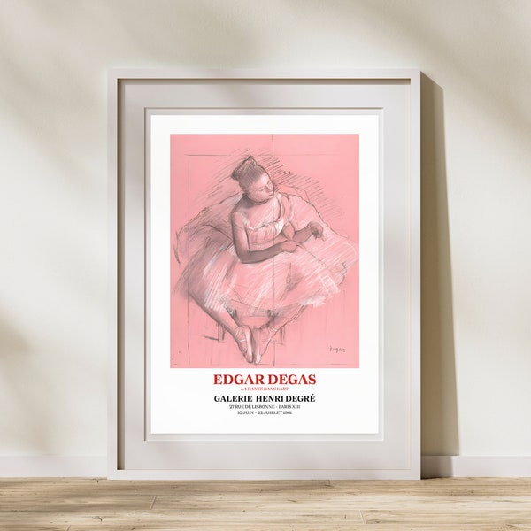 Degas Ballerina Art Print | Pink Ballet Painting | Balletcore Dance Poster | Parisian Dance Decor | Romantic Wall Art | Ballet Studio Decor