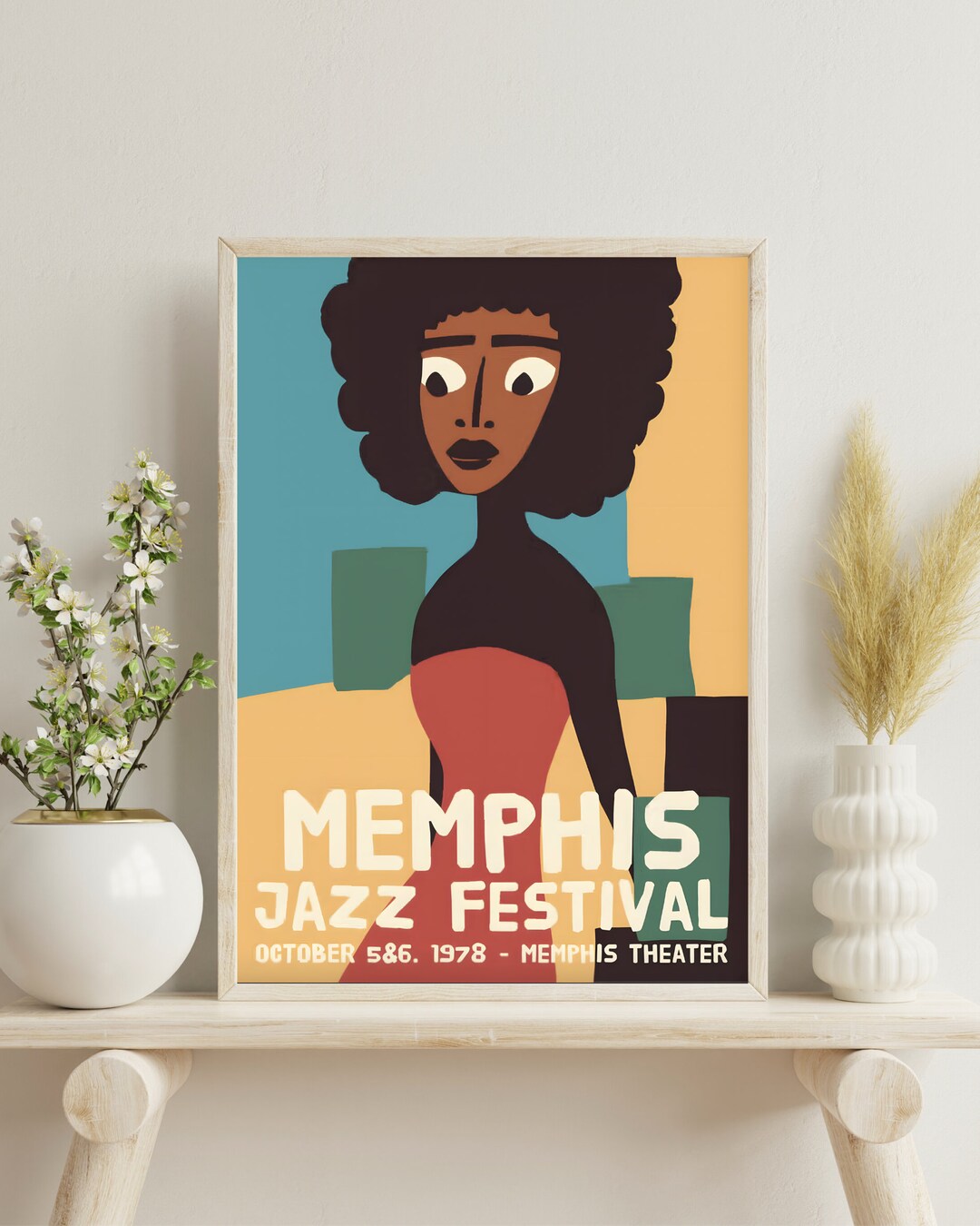 Black Woman Art Print Memphis Jazz Festival Poster 70s Black Art