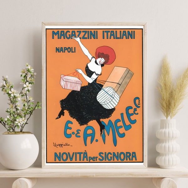 Vintage Italian Fashion Magazine Cover Print, Retro Shopping Lady Poster, Fashionista Wall Art, Vintage Fashion Lover Gift, Digital Download