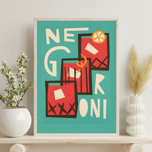 Negroni Printable Digital Poster | Trendy Cocktail Wall Art | Mixology Bar Decor | Vintage Negroni Print | Home Bar Art | Happy Hour Decor