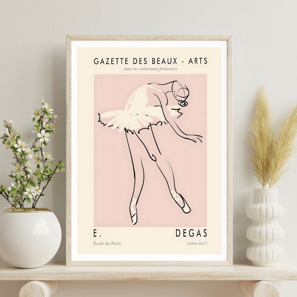 Paris Ballet Digital Poster | Pink Ballerina Wall Art Print | French Nursery Art | Parisian Dance Decor | Soft Girl Aesthetic