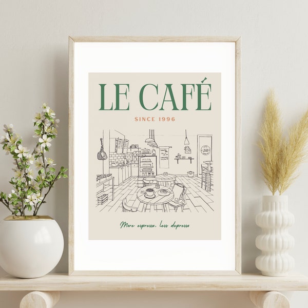 Vintage French Cafe Decor | Espresso Wall Print | Coffee Shop Art | Kitchen Art Print | Mid Century Kitchen Decor