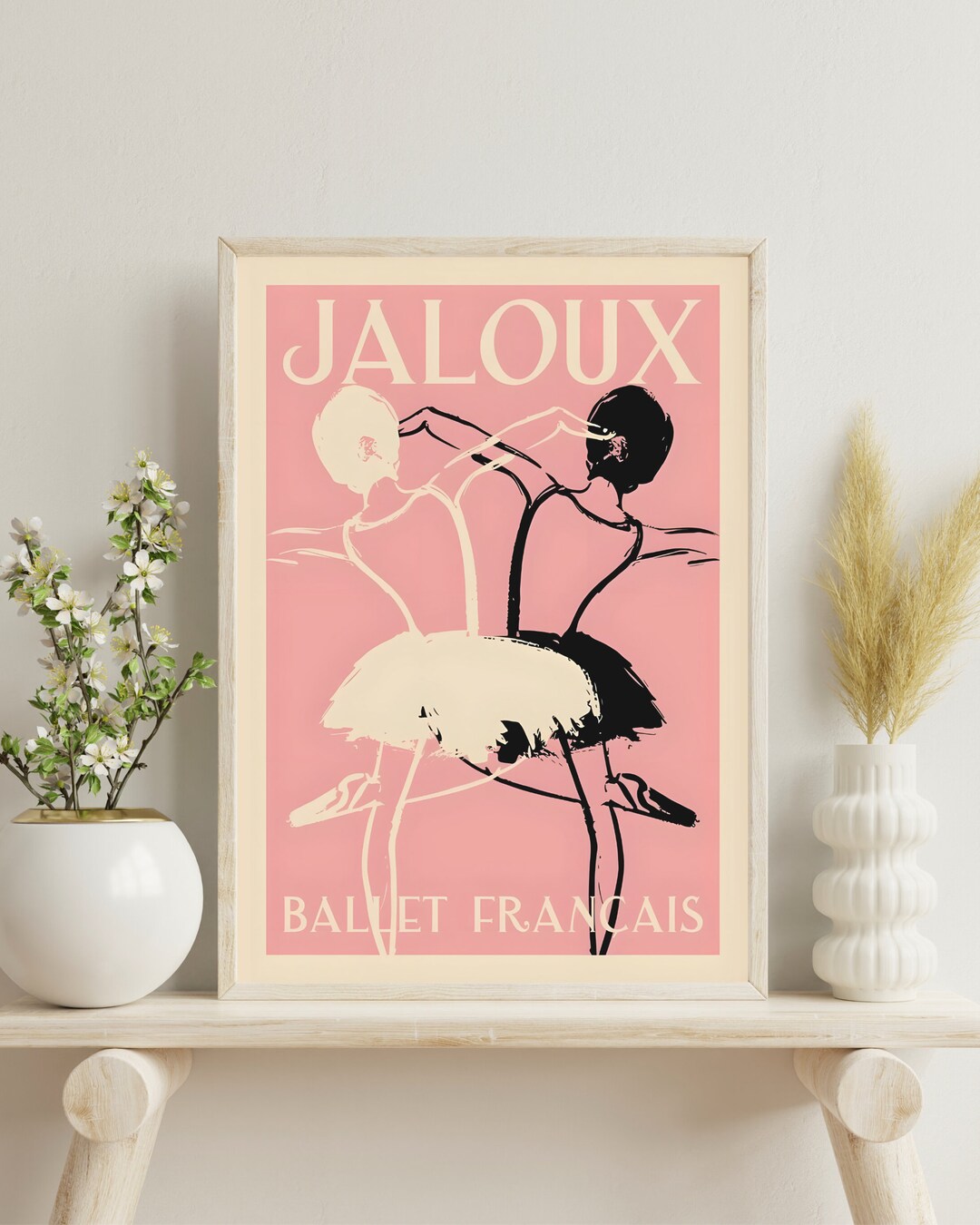 Pink French Ballet Printable Ballerina Wall Art Parisian Wall Decor Pink Nursery Poster Ballet