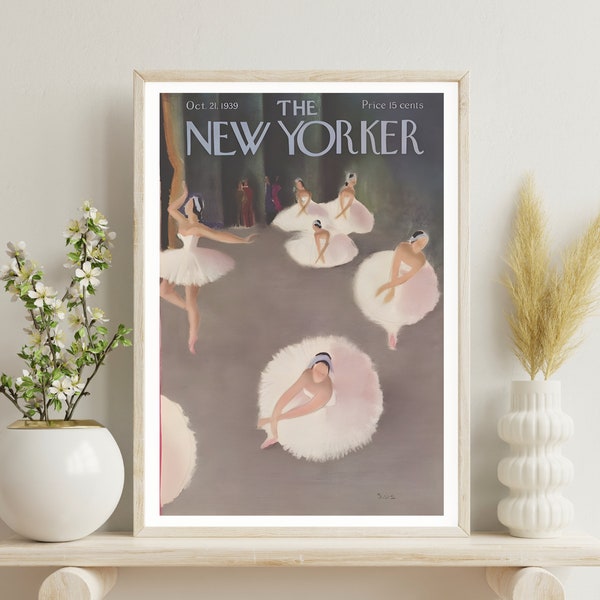 Pink Ballet Wall Art | Vintage New Yorker Cover | Dance Studio Decor | Printable Ballerina Poster | Pink Vibes | Soft Girl Aesthetics