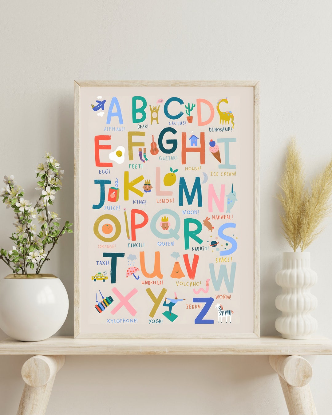 Alphabet Poster Printable Animal Alphabet Wall Art ABC Wall Art Digital