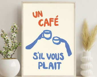 French Coffee Poster | Minimalist Café Art | Digital Download | Coffee Wall Decor | Espresso Lover Gift | Printable Kitchen Art | Paris Cafe