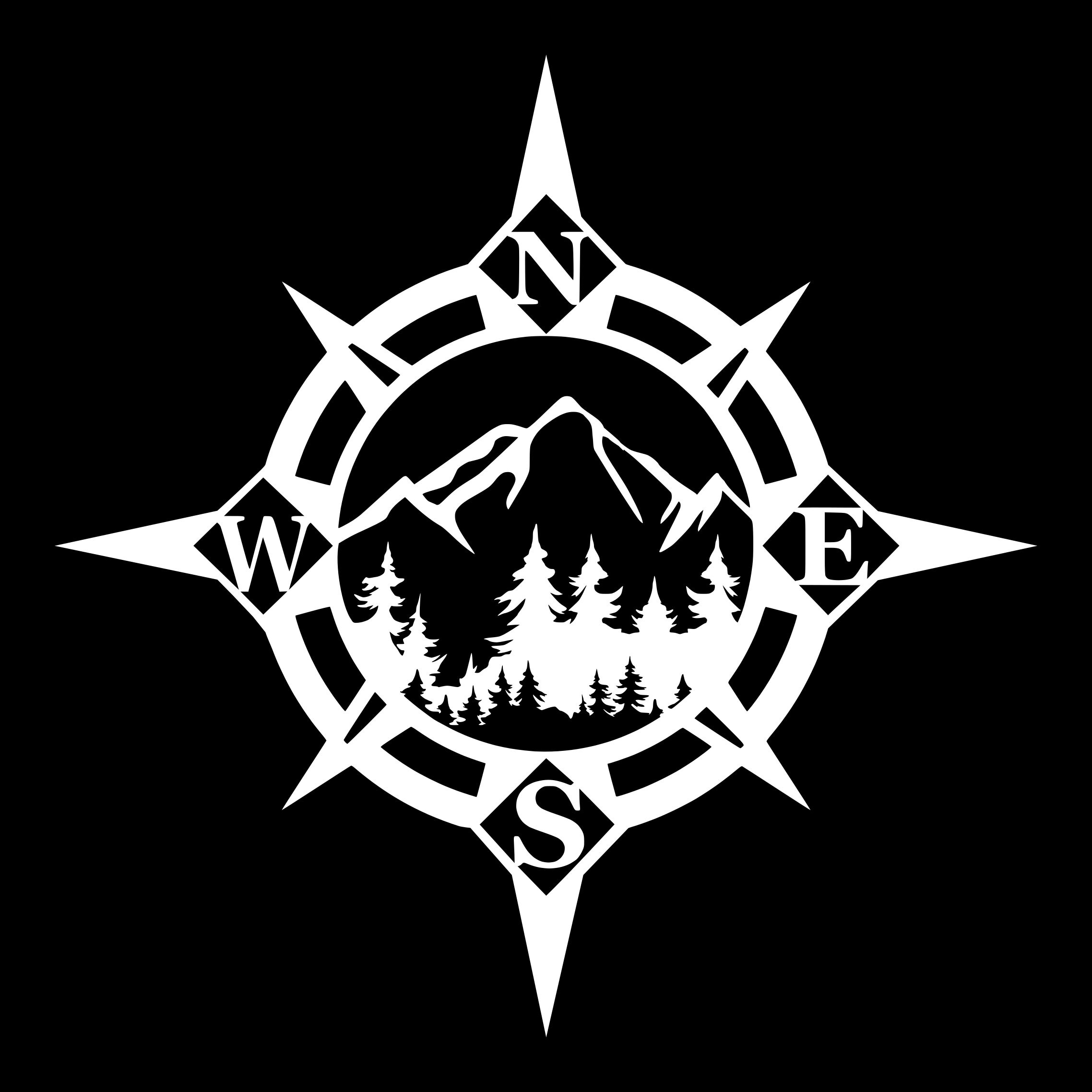 Mountain Scene Compass Rose Metal Sign Rustic Home Décor Adventure Wall