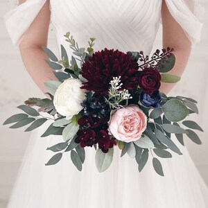 Wedding bouquet, Burgundy wedding bouquet, Bridesmaids bouquet, Navy blue wedding bouquet, Burgundy wedding bouquet