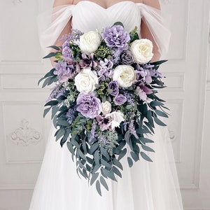 Cascade wedding bouquet, Lavender wedding bouquet, Cascading bridal bouquet, Lilac bridal bouquet, Purple Bridesmaids bouquet