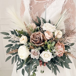 Wedding bouquet, Pampas Bridal bouquet, Boho bouquet, Rust wedding bouquet, Bridesmaids bouquet, Fall wedding bouquet